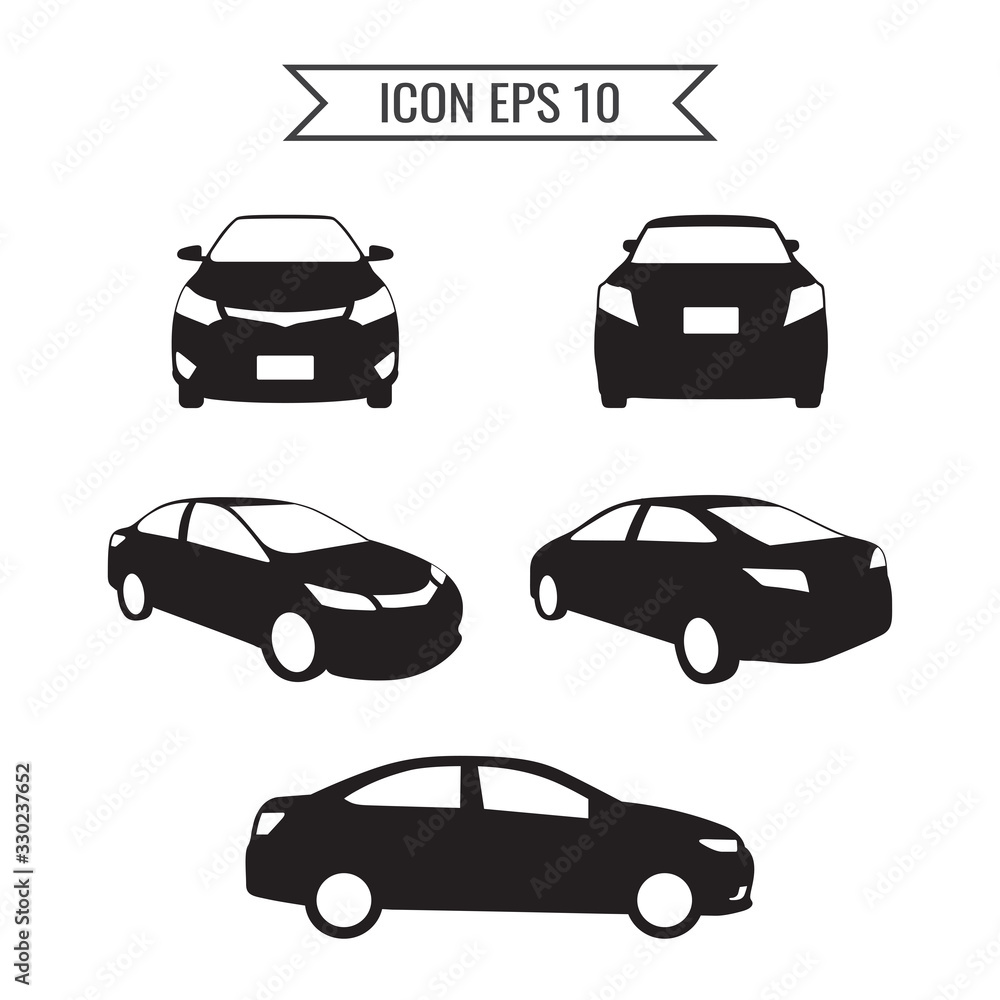 Car icon set isolated on the white background. Ready to apply to your design. Vector illustration.