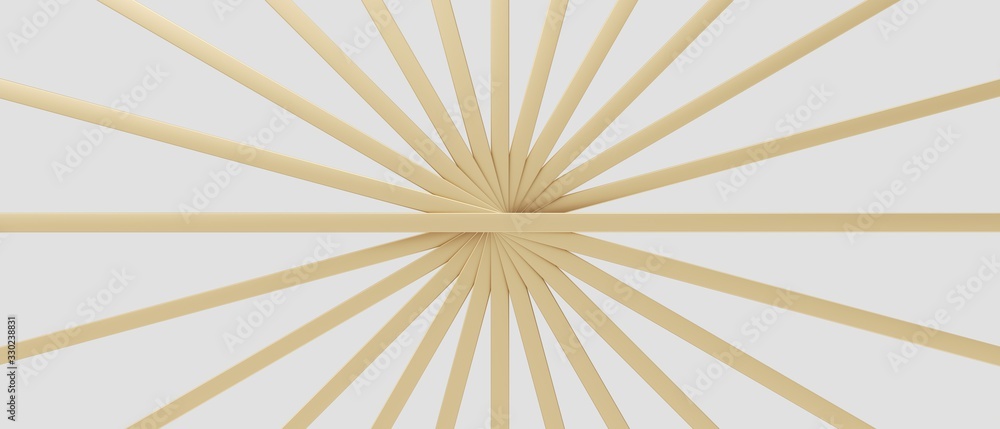 Obraz premium Golden metallic slices isolated in white background. 3d rendering - illustration.