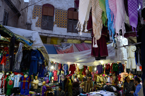 Crowded labyrinth and clothing shopkeepers in the old Medina of Casablanca © Reimar