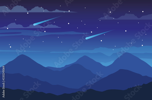 beautiful landscape with mountains night scene