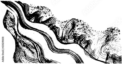波　流水　しぶき　手書き　毛筆イラスト