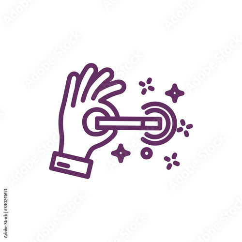 hand with wand magic sorcery isolated icon