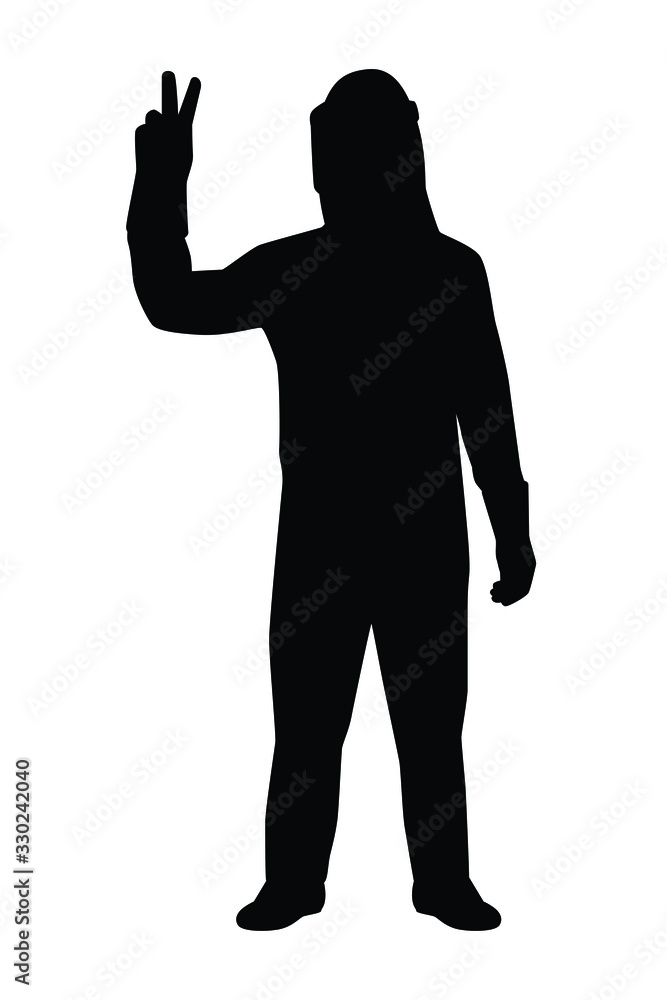 A man in virus or chemical protection suit with equipment silhouette vector, disease silhouette, Coronavirus, Covid-19