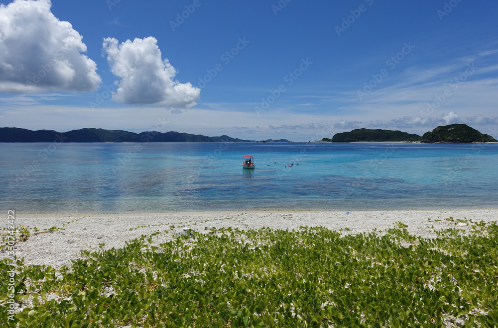 Okinawa Japan - Tokashiki Island Aharen Beach and diving boot Okinawa Japan - Tokashiki Island Aharen Beach and diving boot
