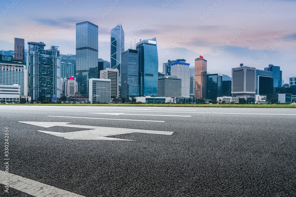 Tar Roads and Urban Architectural Skyline