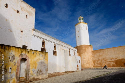 Motorcyclist in the courtyard of the Grand Mosque Old Portuguese city El Jadida Morocco © Reimar