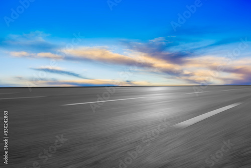 Empty Highway Asphalt Road and Beautiful Sky Landscape © 昊 周