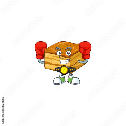 A sporty boxing of baklava mascot design style