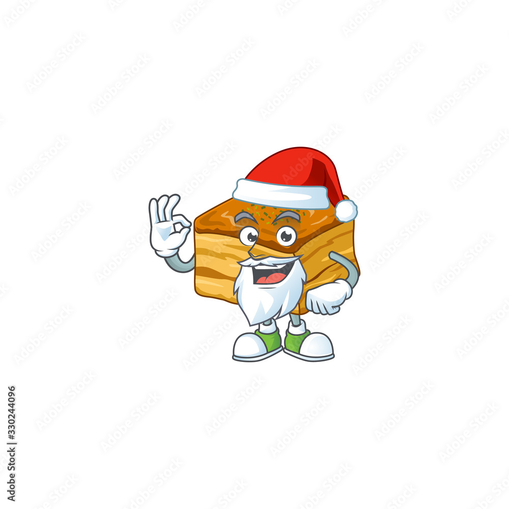 Baklava cartoon character of Santa showing ok finger