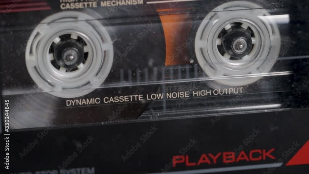 Vidéo Stock Tape close up cassette player in old stereo system. Vintage