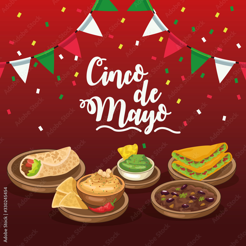 cinco de mayo celebration with garlands and food cinco de mayo celebration with garlands and food