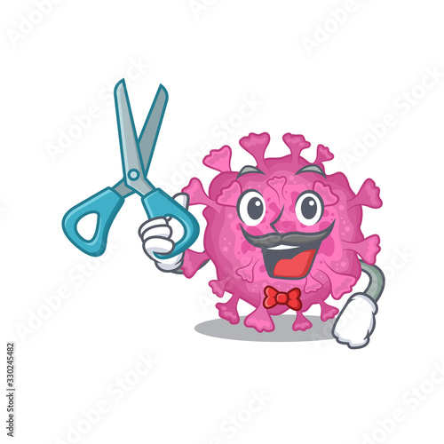 Cool Barber corona virus organic mascot design style