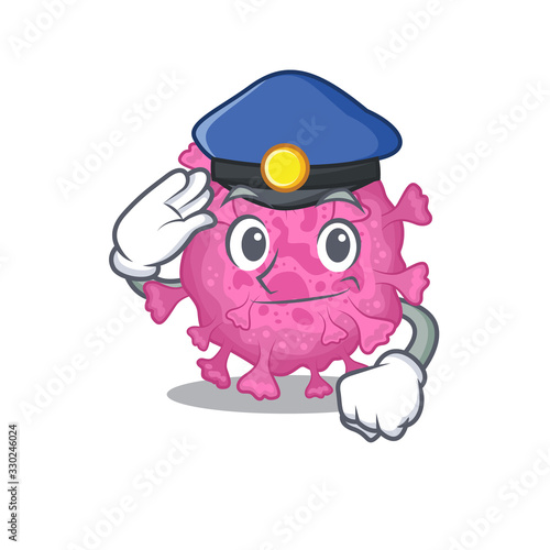 A picture of corona virus organic performed as a Police officer