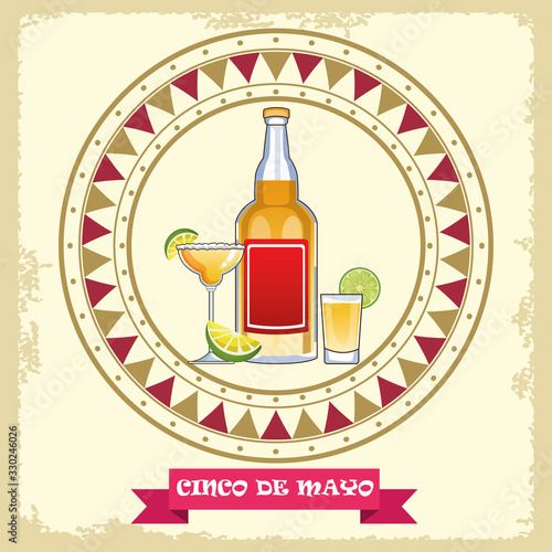 cinco de mayo celebration with tequila cocktails circular frame