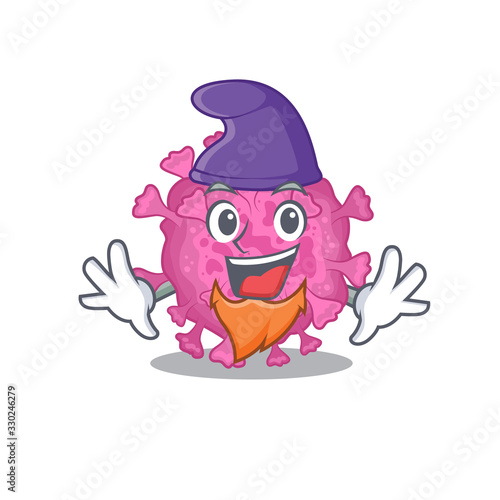 Cute and funny corona virus organic cartoon character dressed as an Elf