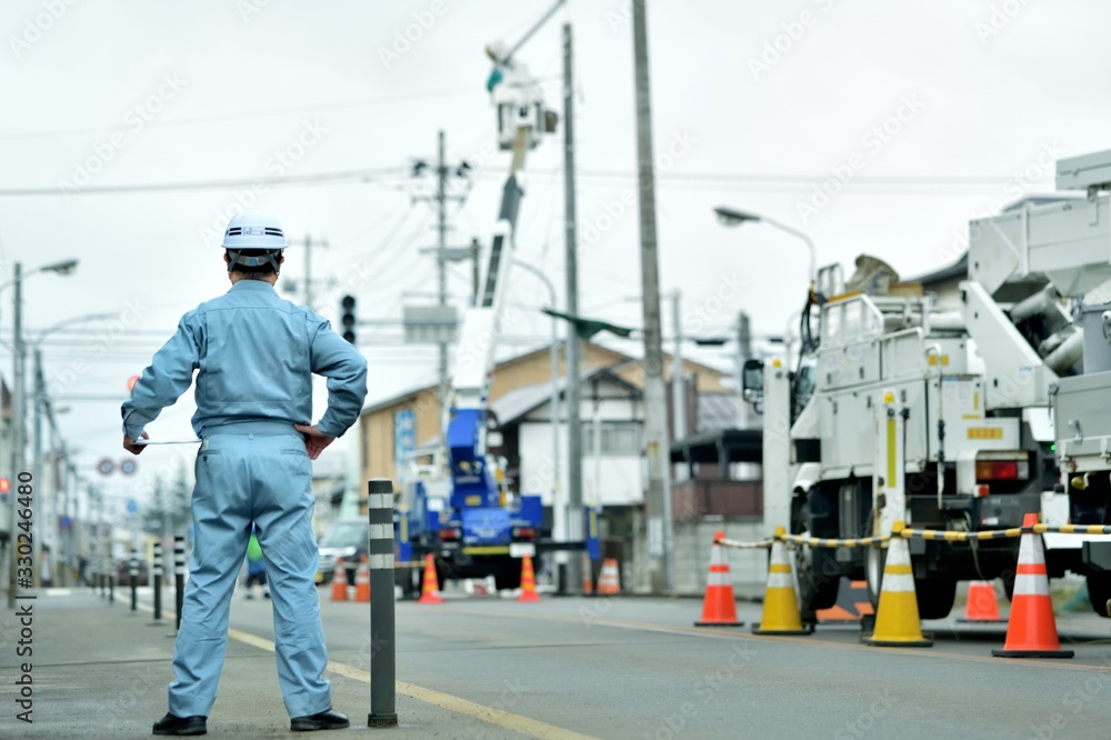 Naklejka premium ライフライン・電気工事・監督