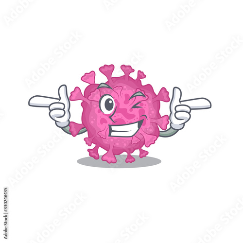Smiley corona virus organic cartoon design style showing wink eye
