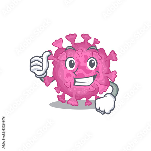 Cool corona virus organic cartoon design style making Thumbs up gesture