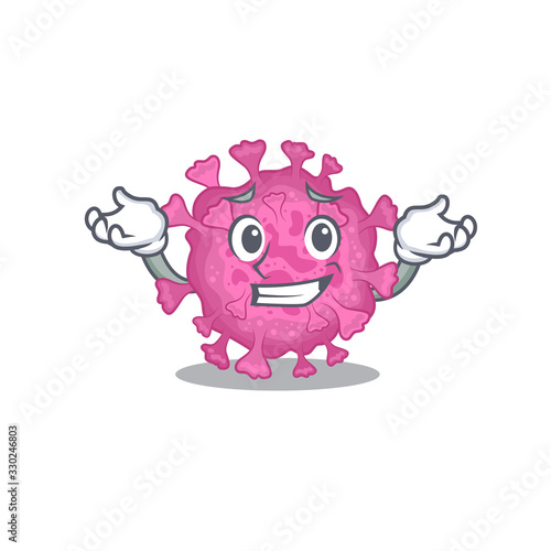 Happy face of corona virus organic mascot cartoon style