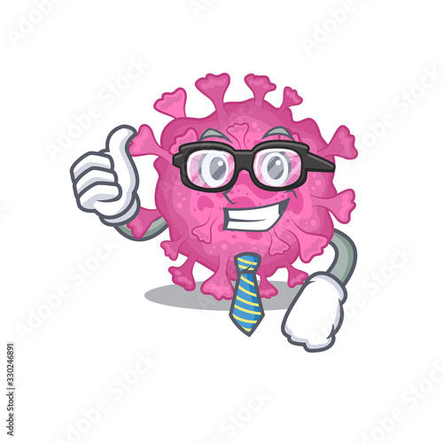 Corona virus organic Businessman cartoon character with glasses and tie
