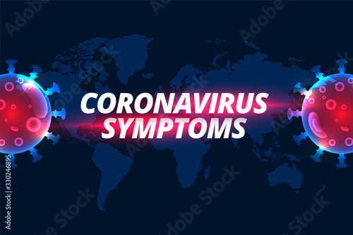 covid-19 novel coronavirus symptioms text background design