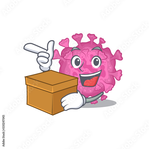 Corona virus organic cartoon design style having a box