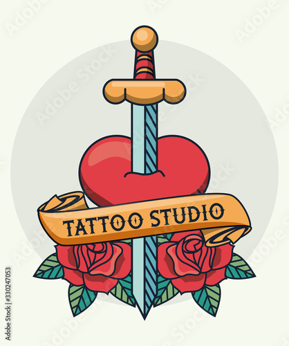 sword in heart tattoo studio image artistic