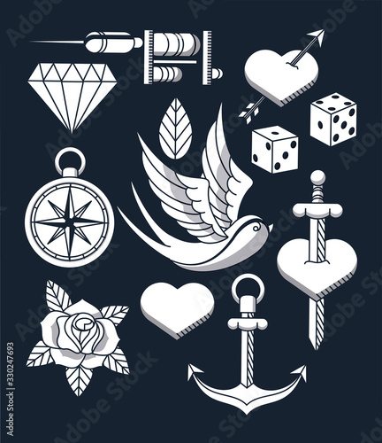 tattoo studio image artistic set icons