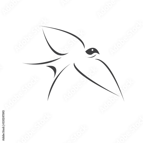 Vector swallow flying design on white background. Bird. icon. Wild Animals. symbol. logo. Illustrator