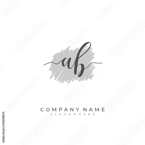 Handwritten initial letter A B AB for identity and logo. Vector logo template with handwriting and signature style.