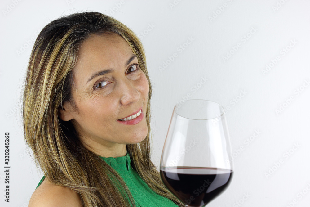 Beautiful Latin American Woman with a glass of red Wine Beautiful Latin American Woman with a glass of red Wine