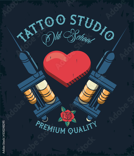 tattoo studio machines with heart image artistic