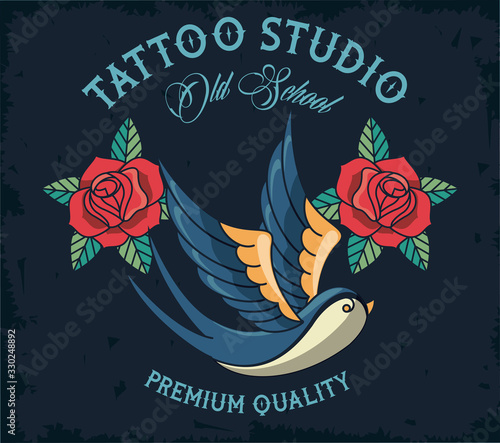 bird and roses tattoo studio image artistic