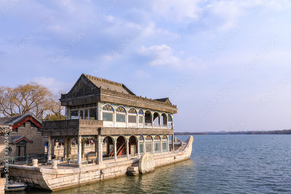 Stone boat in Kunming Lake, Summer Palace, Beijing, China