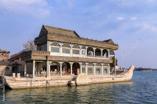 Stone boat in Kunming Lake, Summer Palace, Beijing, China