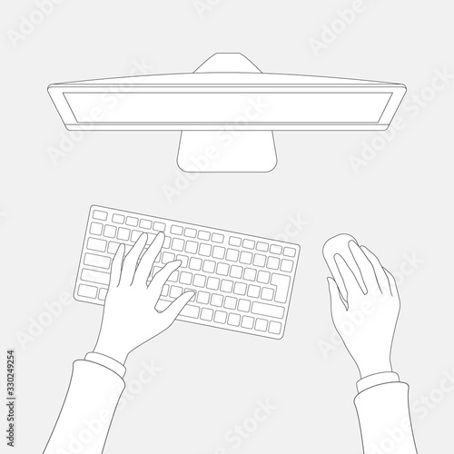 Hand to operate the Desktop Computer (Top view)