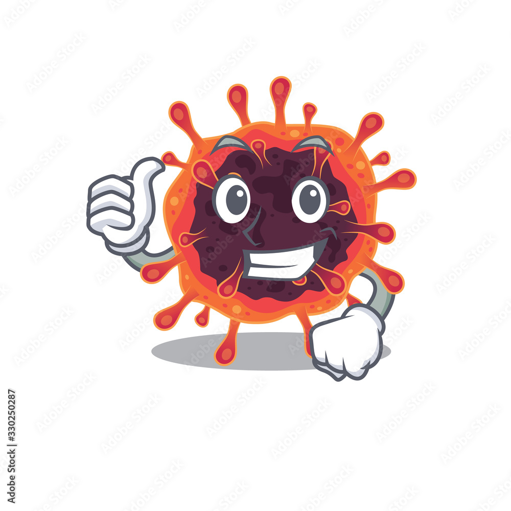 Cool corona virus zone cartoon design style making Thumbs up gesture Cool corona virus zone cartoon design style making Thumbs up gesture