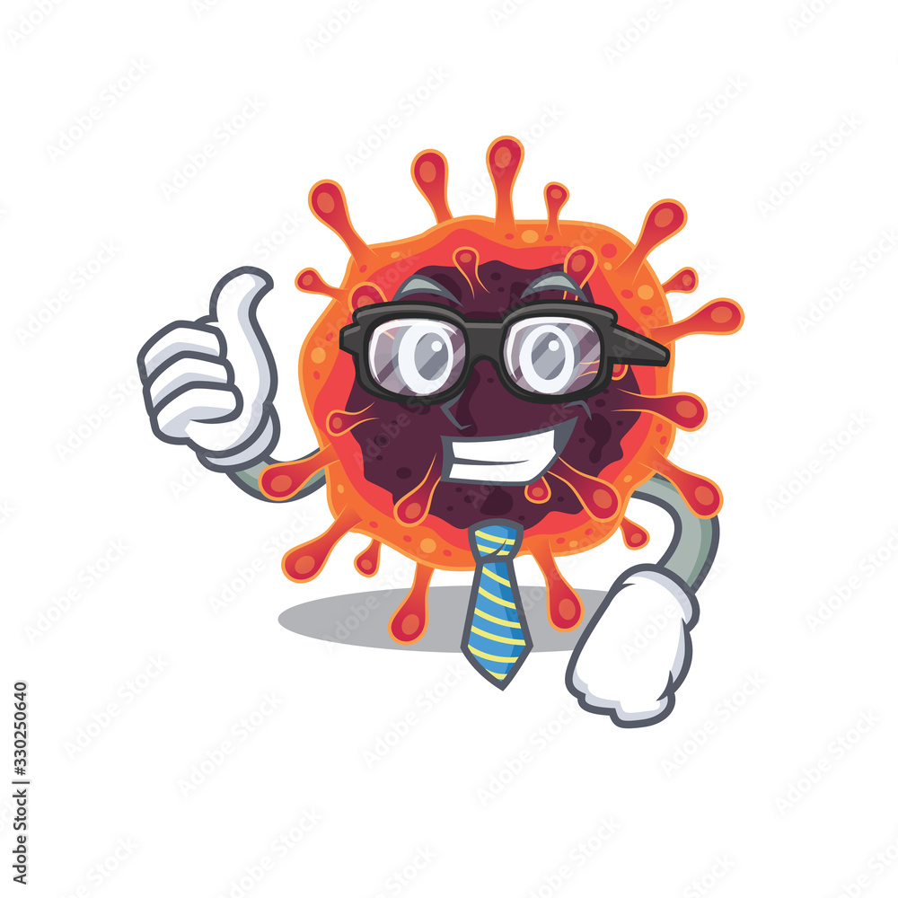 Corona virus zone Businessman cartoon character with glasses and tie