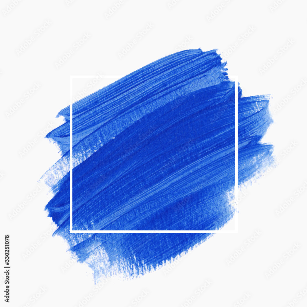 Art brush stroke paint abstract shape background over square frame ...