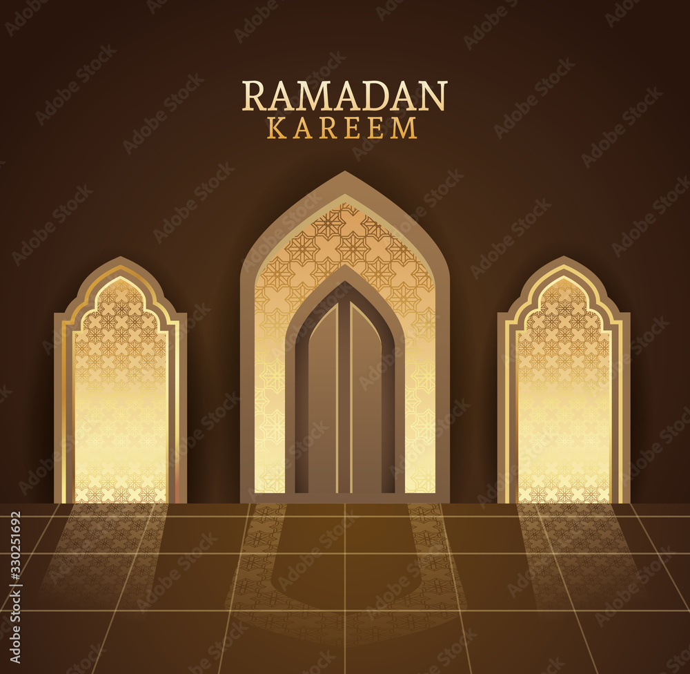 ramadan kareem celebration with mosque temple inside