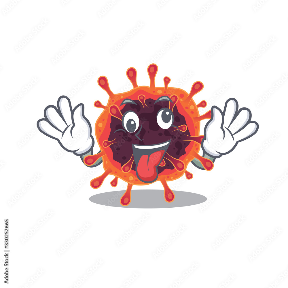 A picture of crazy face corona virus zone mascot design style