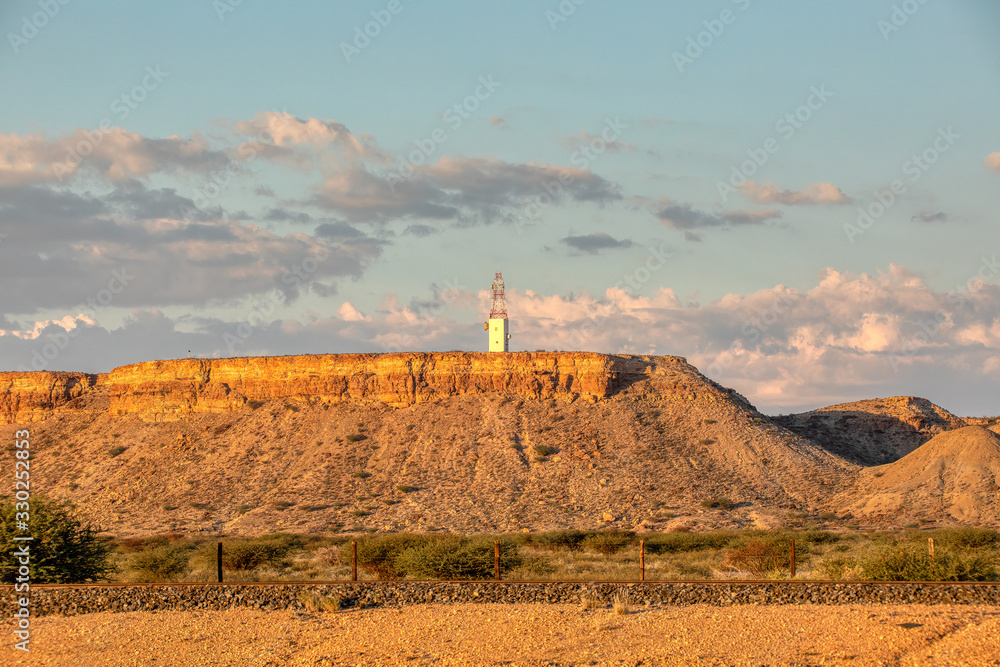 Namibia landscape with table Mountain near city Mariental, Africa wilderness