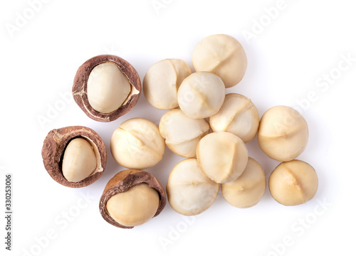 macadamia nuts isolated on white background