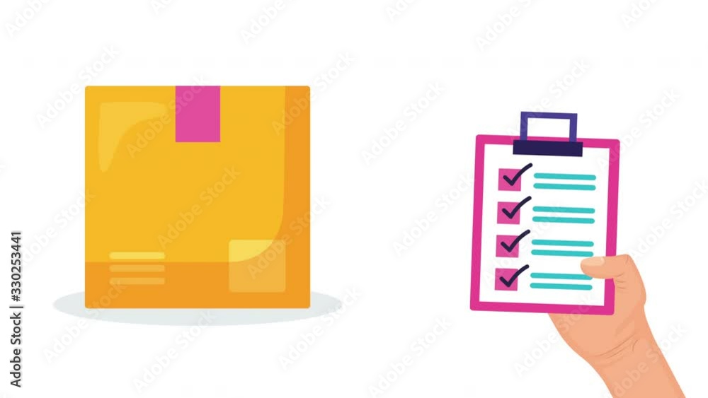 logistic service animation with box and checklist logistic service animation with box and checklist