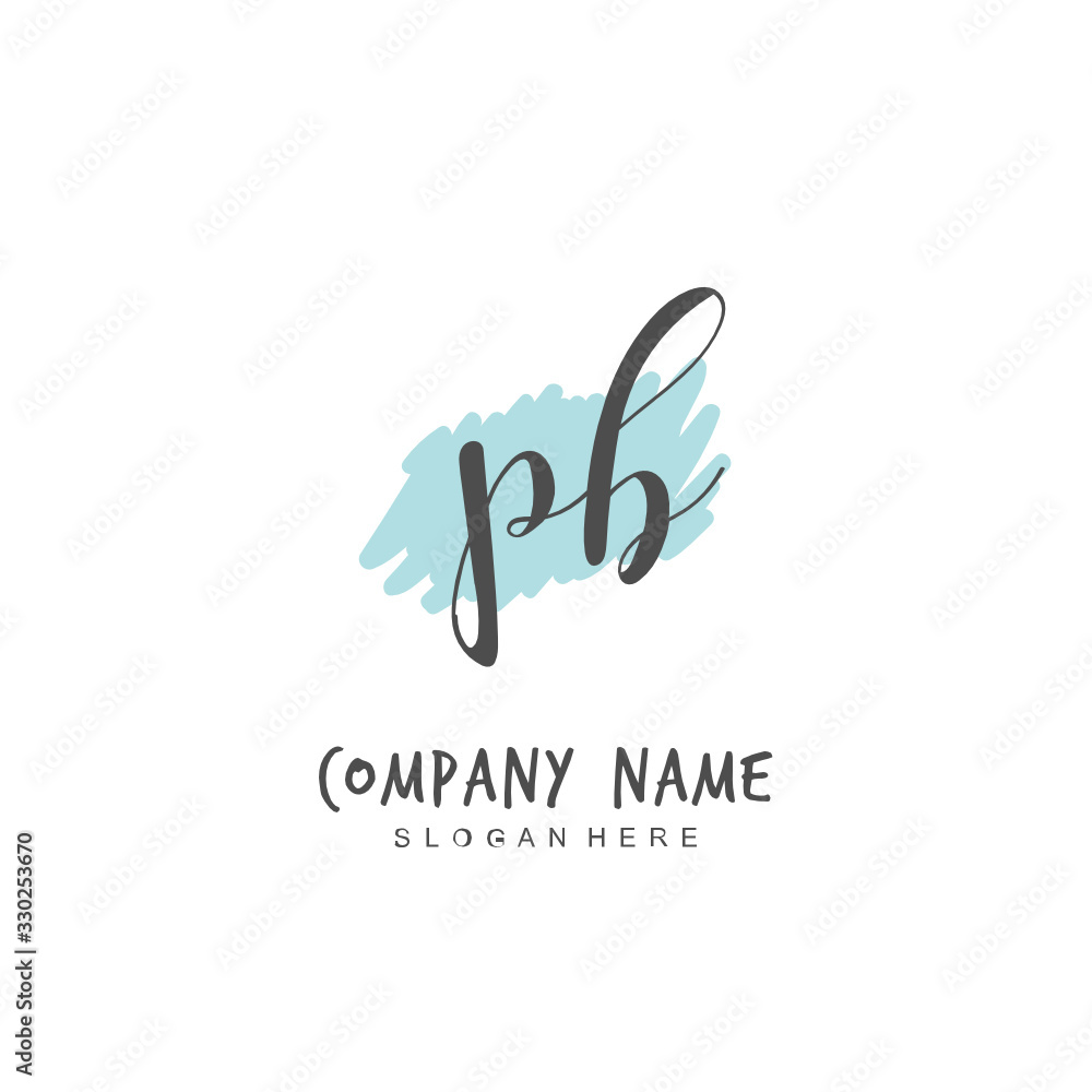 Obraz premium Handwritten initial letter P B PB for identity and logo. Vector logo template with handwriting and signature style.