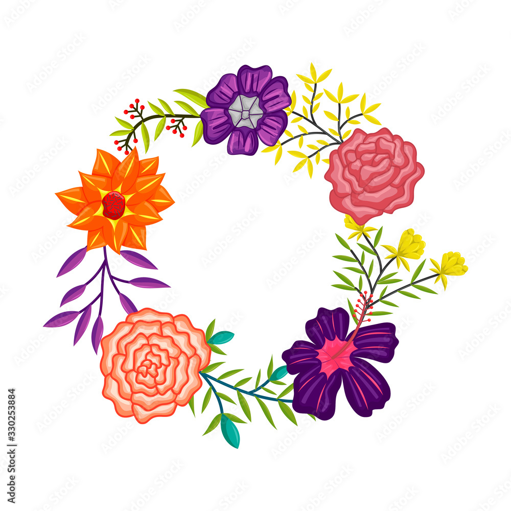 Fototapeta premium Vector frame Flowers Colors Blank poster Template Isolated