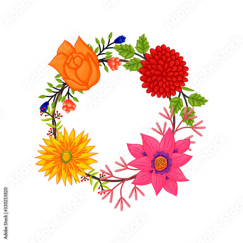 Vector frame Flowers Colors Blank Editable Template Isolated