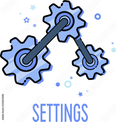 Settings icon for web and mobile apps. Vector illustration.