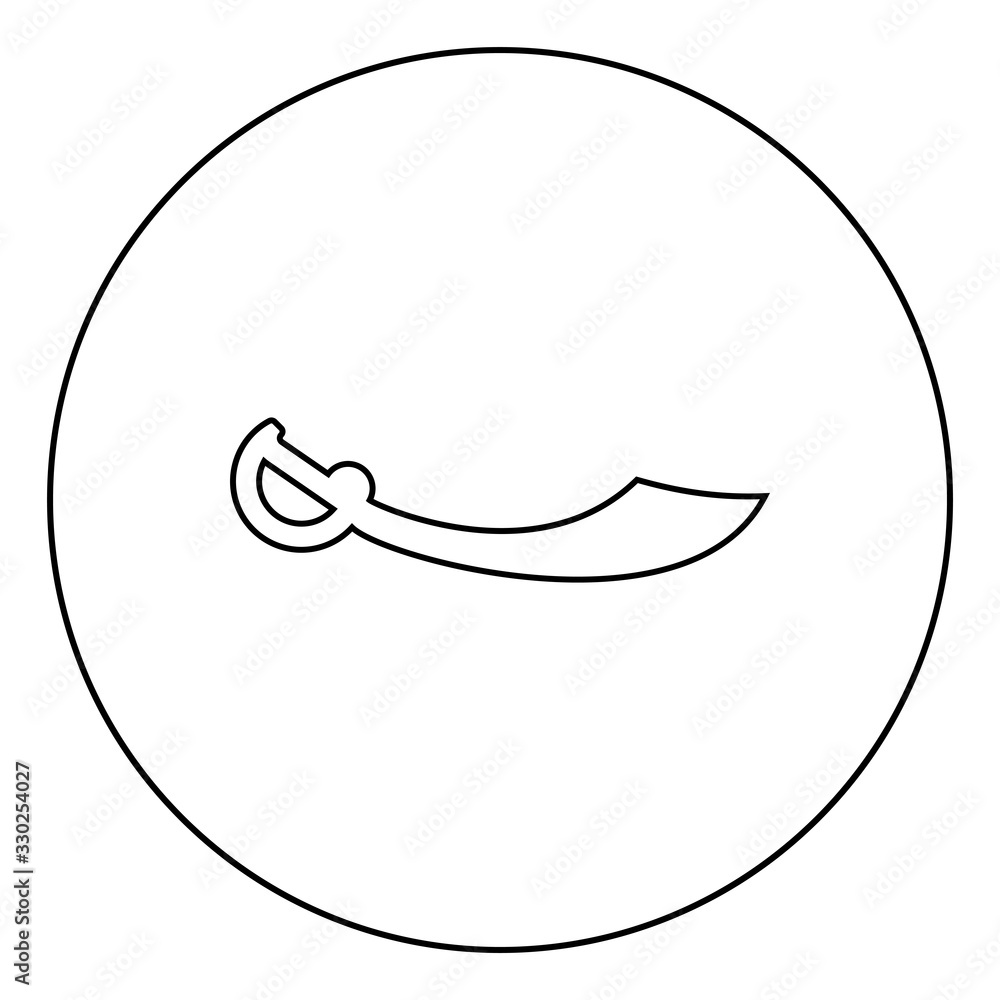 Pirate saber Cutlass icon in circle round outline black color vector illustration flat style image Pirate saber Cutlass icon in circle round outline black color vector illustration flat style image