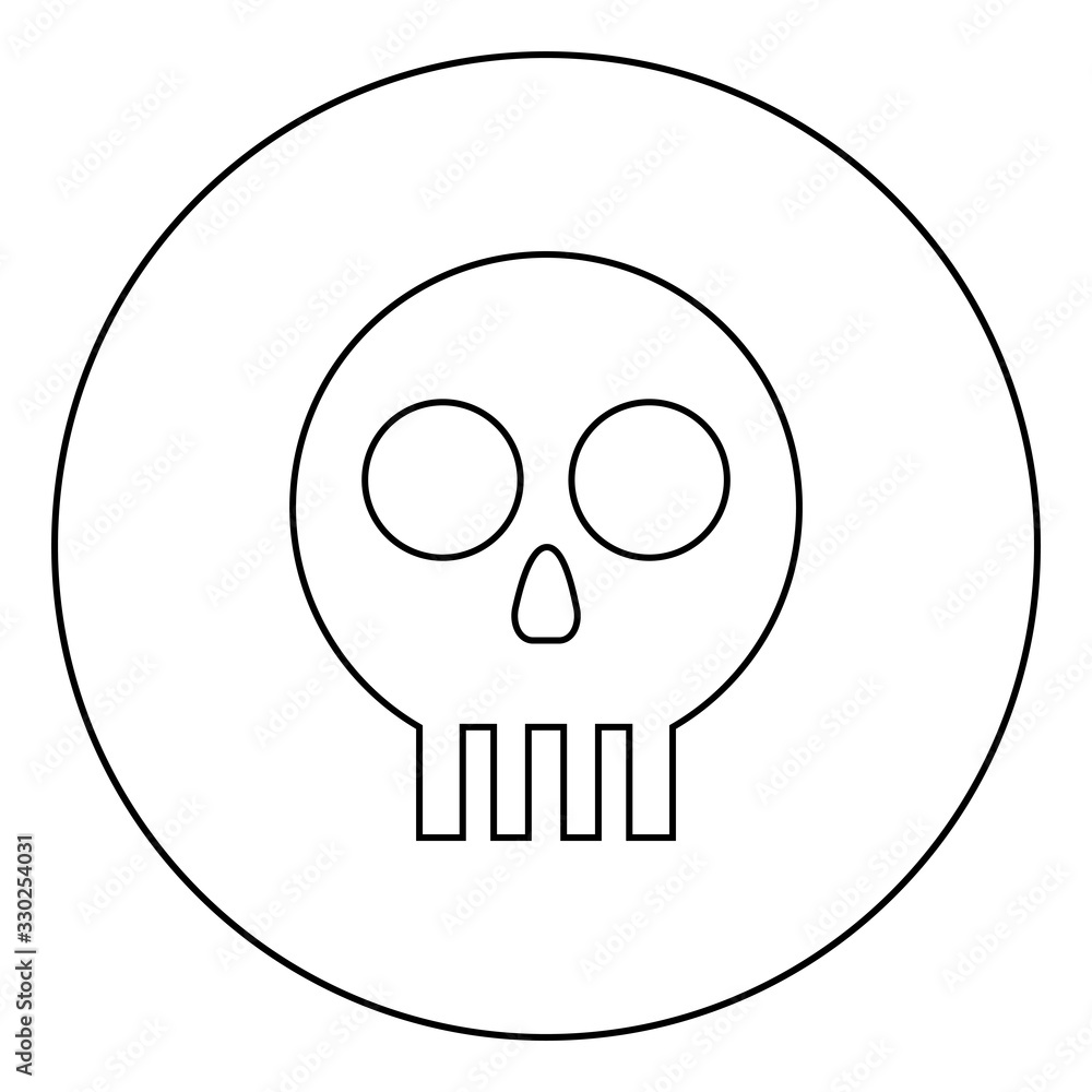 Human skull Cranium icon in circle round outline black color vector illustration flat style image Human skull Cranium icon in circle round outline black color vector illustration flat style image
